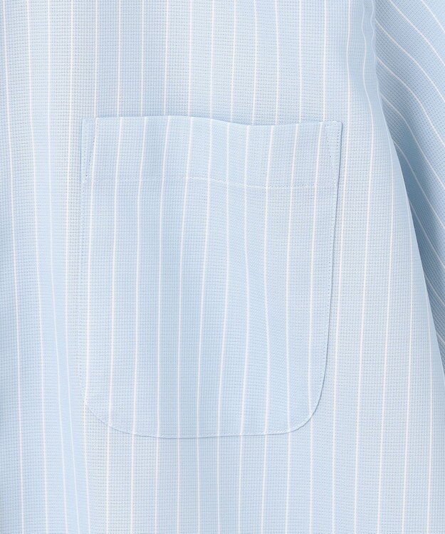 GOTAIRIKU 春夏向け【形態安定】SUMMERPREMIUMPLEATS_スモールワイドカラー 半袖ドレスシャツ（ストライプ/チェック） サックスブルー系1