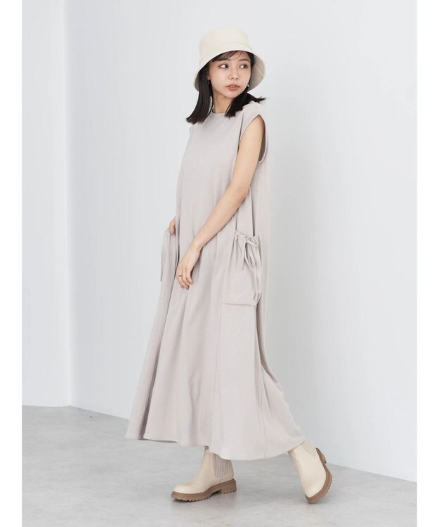 earth music&ecology ギャザーポケットノースリーブワンピース