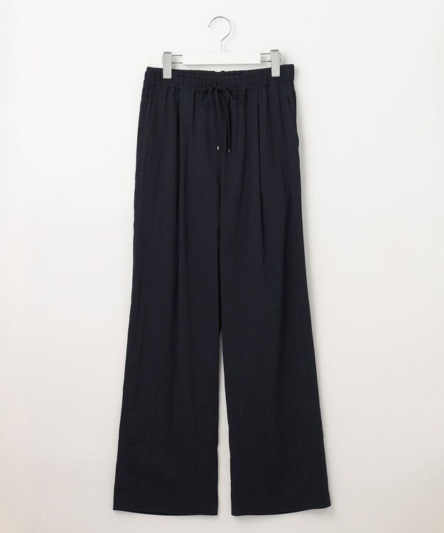 23区 【洗える】リネンレーヨンストレッチ ドロスト パンツ ネイビー系