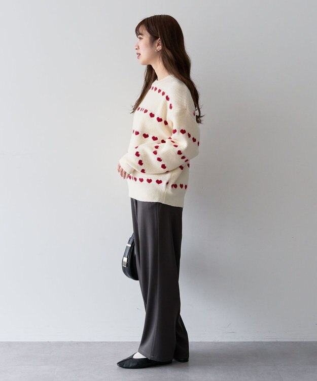Green Parks ・ｓｗｉｎｇ　ｂｙ　ハートクルーネックニット Ivory