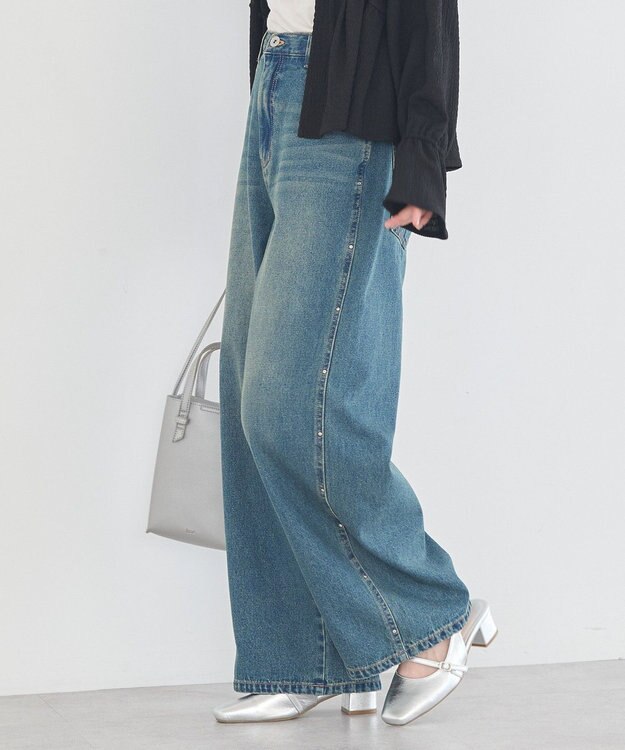 earth music&ecology スタッズデニムパンツ Medium Indigo