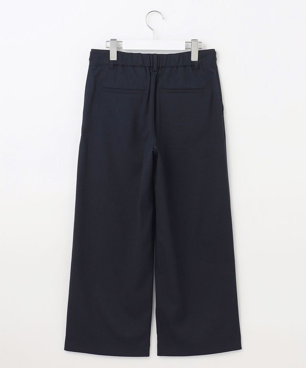 J.PRESS LADIES L 【洗える】シャークスキン セミワイド パンツ ネイビー系