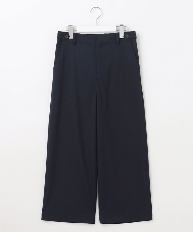 J.PRESS LADIES L 【洗える】シャークスキン セミワイド パンツ ネイビー系