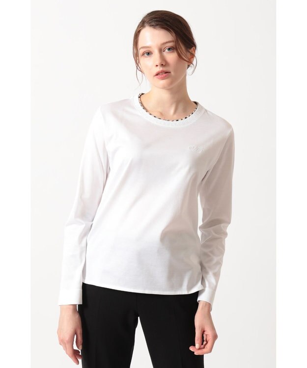 DAKS ミニハウスチェック襟 ダブルカラーTシャツ ホワイト