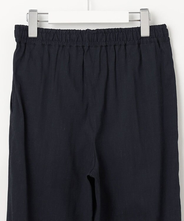 23区 L 【洗える】リネンレーヨンストレッチ ドロスト パンツ ネイビー系