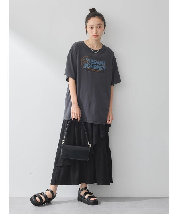 earth music&ecology カットティアードスカート Black
