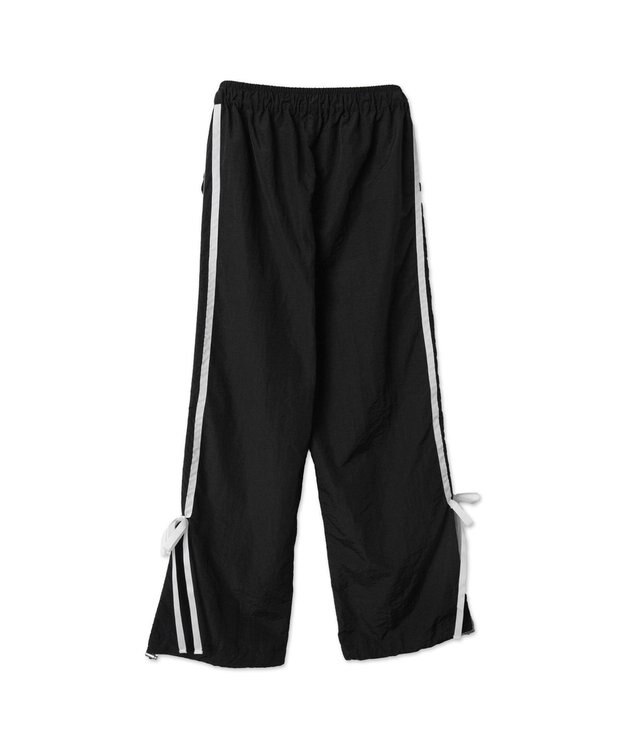 WEGO 【ウエストゴム】ラインリボンデザインナイロンバンツ ブラック