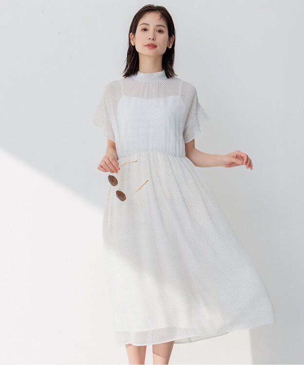 組曲 【WEB限定・2WAY】サッカードビードットプリント ワンピース アイボリー系5