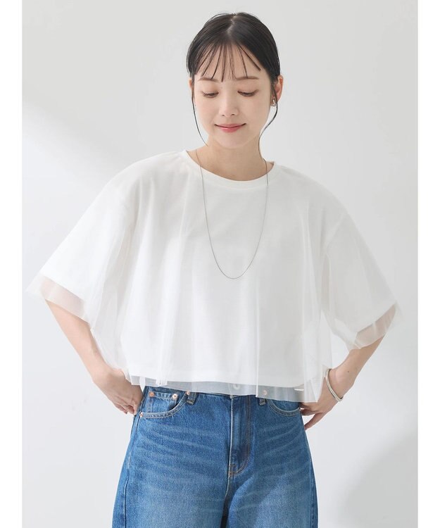 earth music&ecology チュールドッキングＴＥＥ Off White