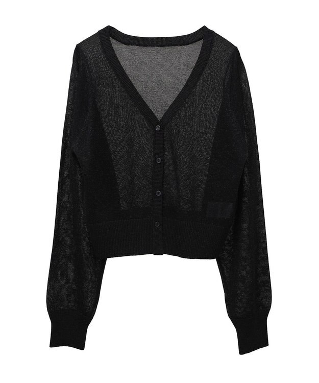 earth music&ecology シアーラメＶネックカーディガン Black