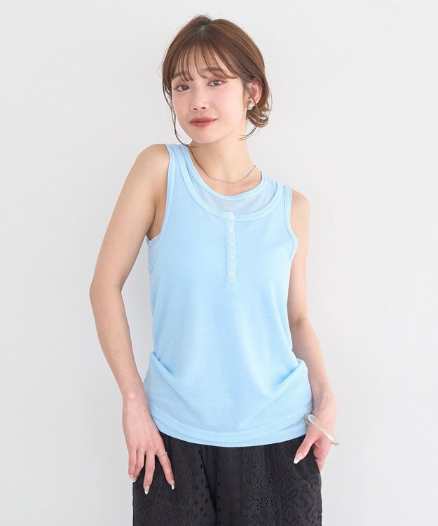 earth music&ecology 【SET】シアーフライスレイヤードタンクトップ Light Blue