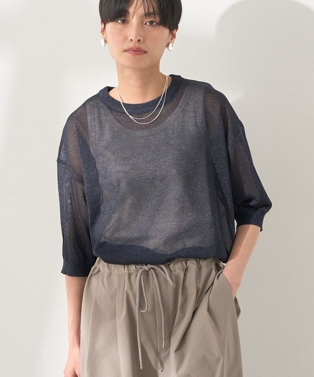 AMERICAN HOLIC ラメシアーニット Navy