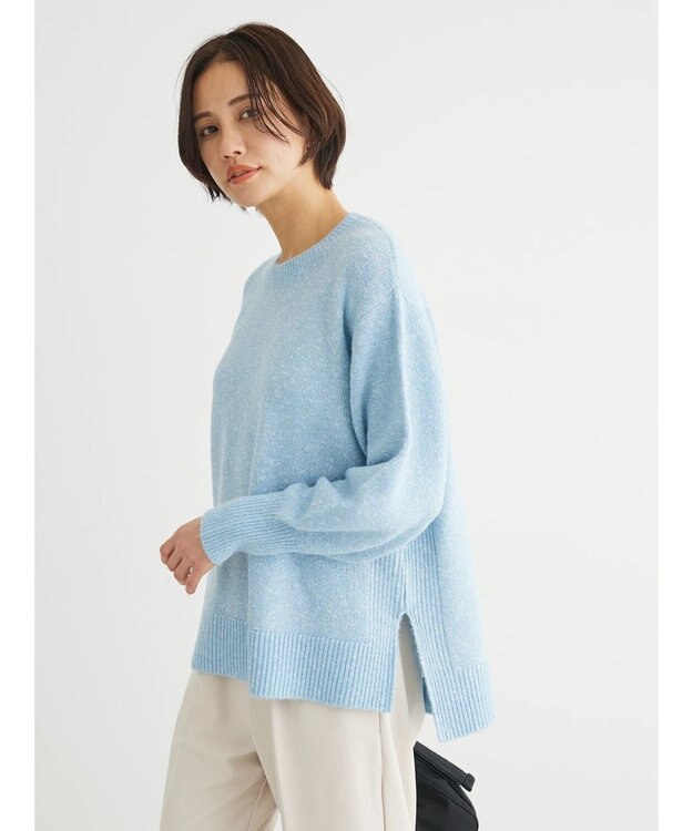 Green Parks ラメ糸ミックスニットプルオーバー Blue