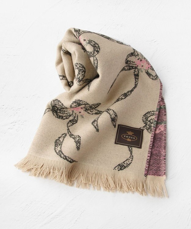 TOCCA 【フランス製】SHAKE RIBBON JAQUARD STOLE  ストール ベージュ系