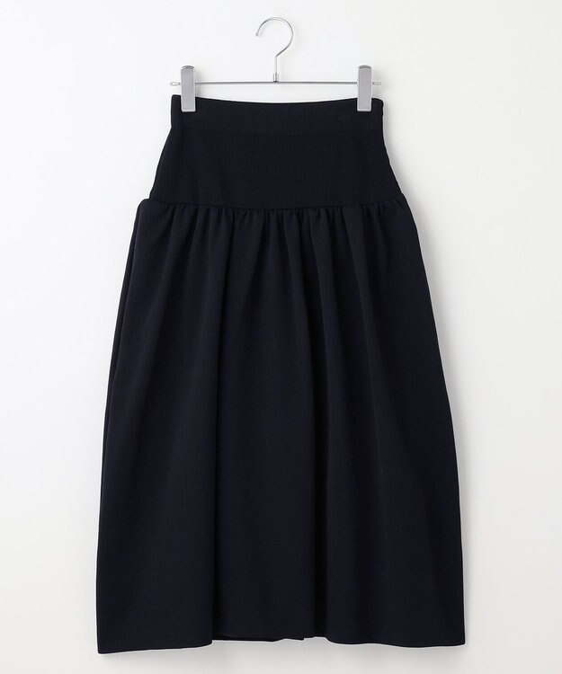 #Newans 【セレモニーにも】バルーンフレアニットスカート ネイビー