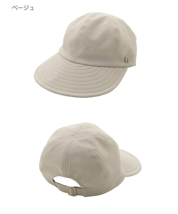 MOONBAT 【遮光100％/遮熱/UVカット】FURLA(フルラ)アーチロゴ ロングつば キャップ 帽子  手洗い可能/日本製 ベージュ