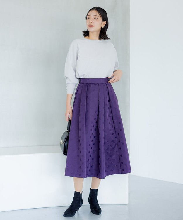 組曲 ドットジャガード フレア スカート パープル系