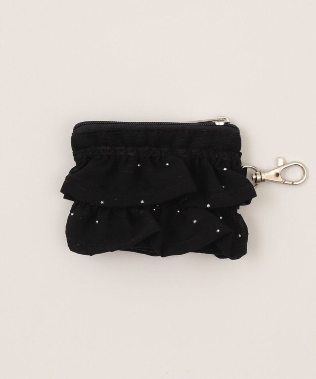 WEGO ミニキラキラフリルポーチ ブラック