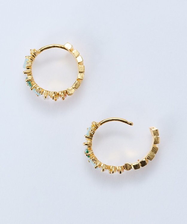 Phoebe グレースカラービジューフープピアス　グリーン グリーン