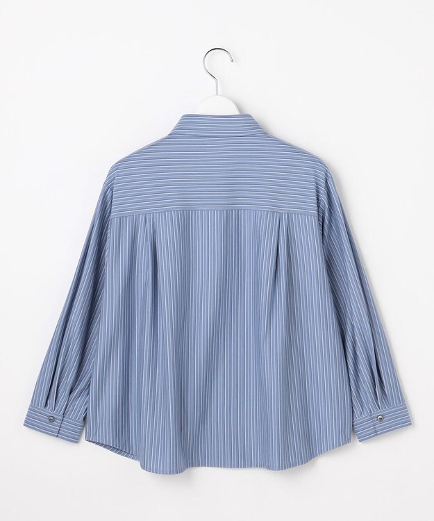 J.PRESS LADIES ストライプジャージー シャツライク カットソー ダルブルーストライプ系