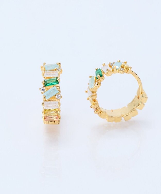 Phoebe グレースカラービジューフープピアス　グリーン グリーン