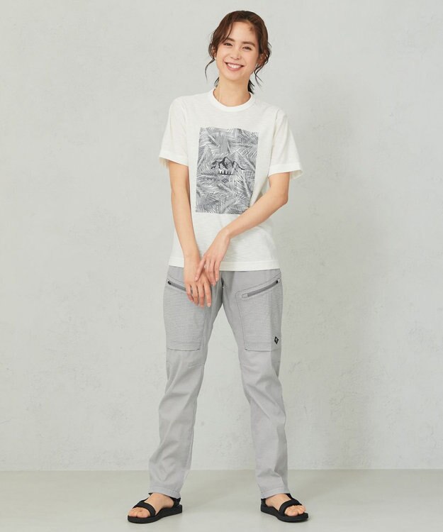 JOSEPH ABBOUD MOUNTAIN 【UNISEX】スラブリーフプリント Tシャツ ホワイト系