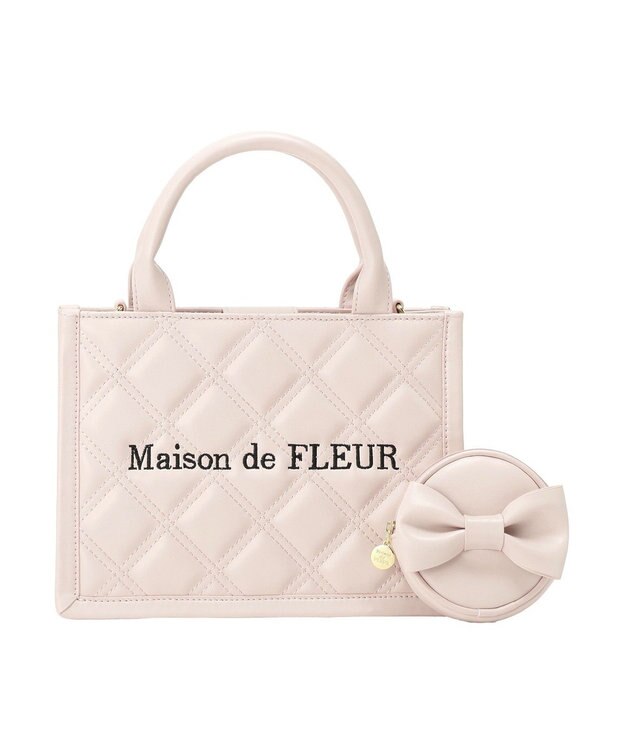 Maison de FLEUR ミニポーチ付きキルティングトートバッグ Pink