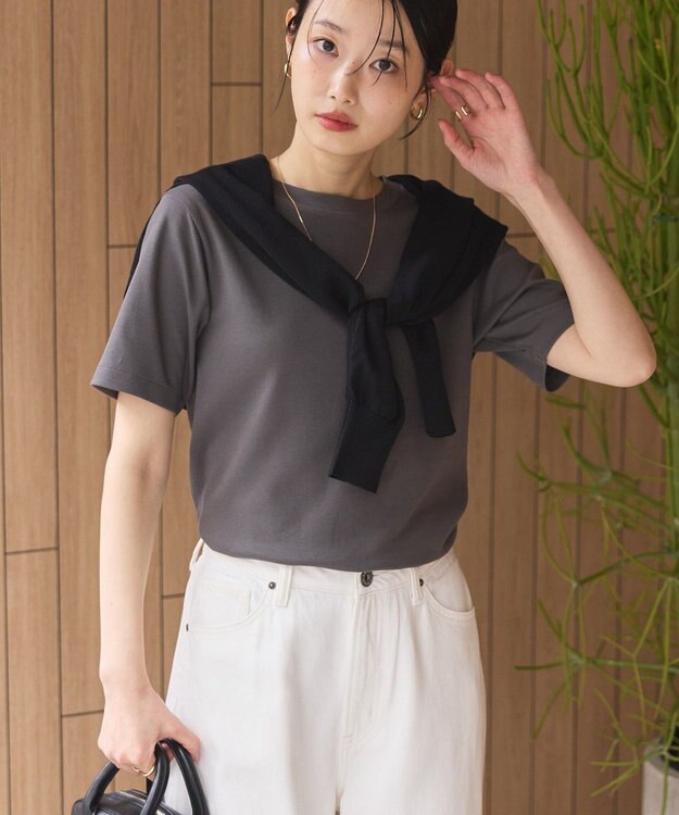 AMERICAN HOLIC きれいめコットンベーシックＴシャツ（５分袖） Charcoal Gray