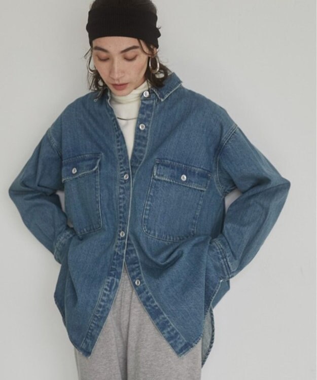 WEGO 【ANGIE VINTAGE】オーバーサイズシャツジャケット ブルー
