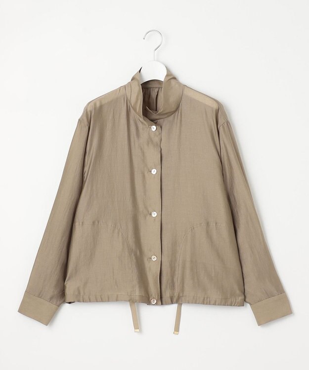 自由区 【洗える・XSサイズあり】スタンドカラーシアー ブルゾン ベージュ系