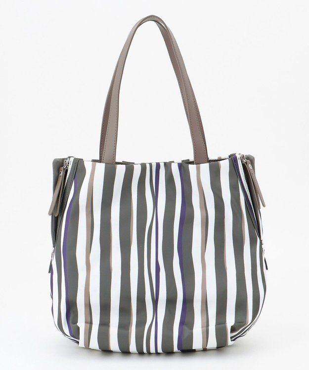 Y'SACCS 【ムック本掲載】ドローイングストライプ　ミニトートバッグ グレー