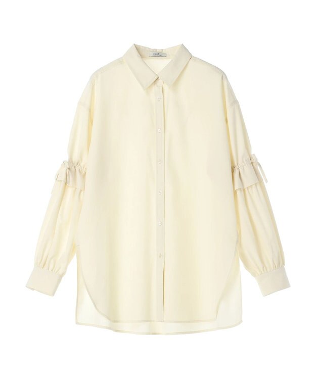 earth music&ecology ギャザースリーブシャツ Light Yellow