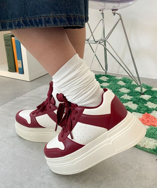 WEGO ボリュームレースアップ厚底スニーカー レッド