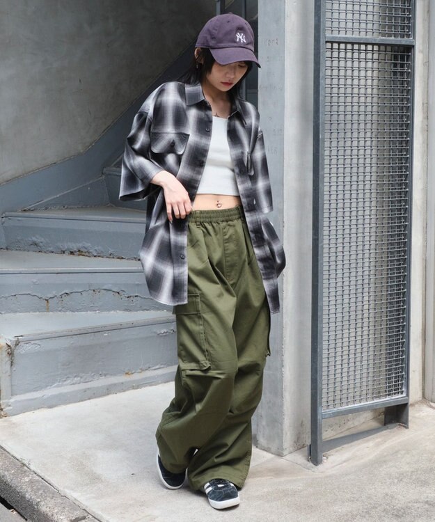 WEGO 【ユニセックス着用ITEM/SMLサイズ展開】オンブレチェックシャツ（SS） 柄1