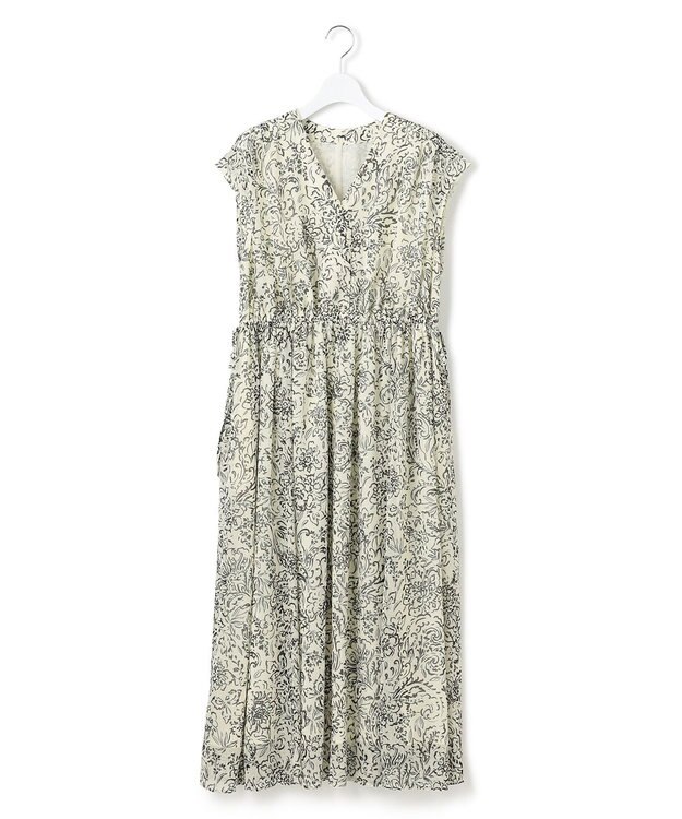 23区 S 【洗える】アンティークフラワープリント ワンピース ホワイトベース