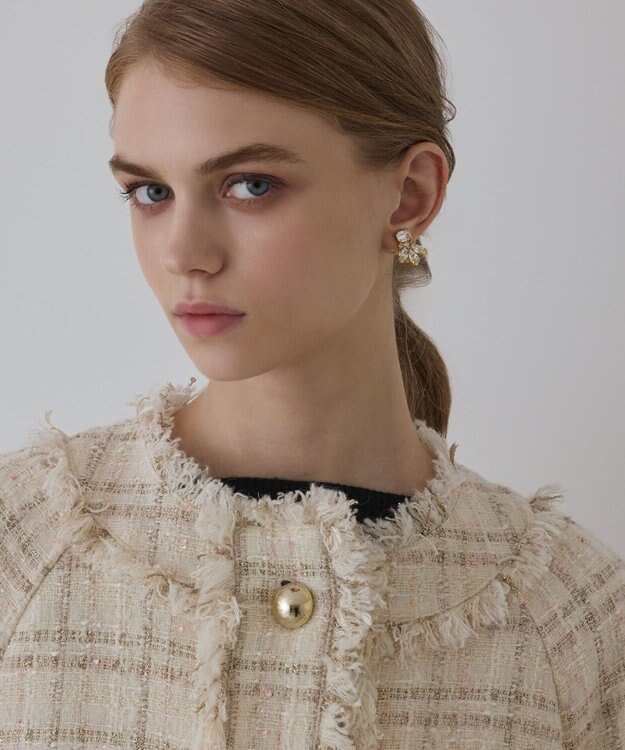 GRACE CONTINENTAL フレアスリーブツイードジャケット キナリ