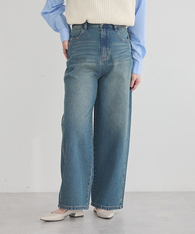earth music&ecology スタッズデニムパンツ Medium Indigo