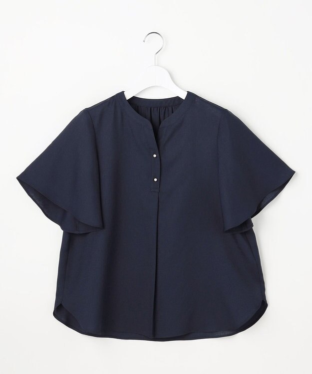 ANY SIS S スムージーポリエステル スキッパー ブラウス ネイビー