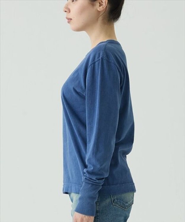 caqu caqu x GoodOn roundneck L/S tee  シンプルゆったりフィットシャツ blue