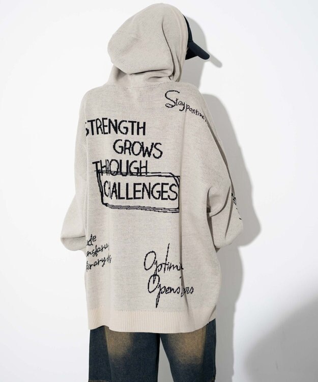 WEGO 【ユニセックス着用ITEM】ジャガードロゴジップパーカー ホワイト