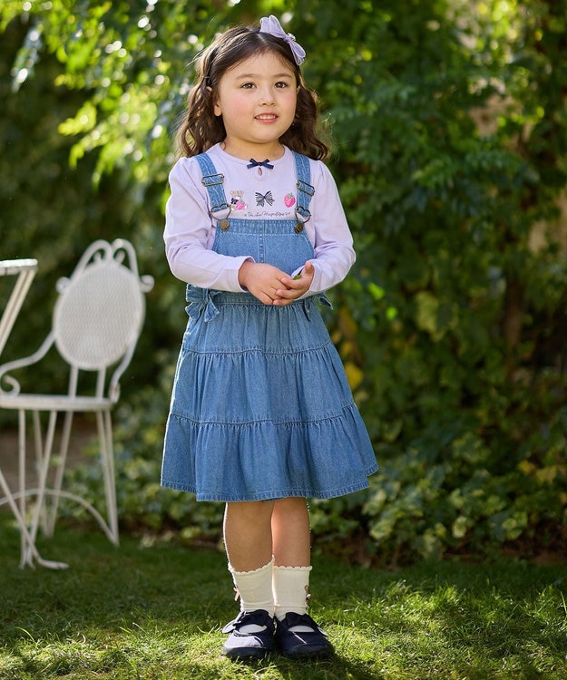 ANY KIDS テディベリー刺繍 長袖Tシャツ ラベンダー