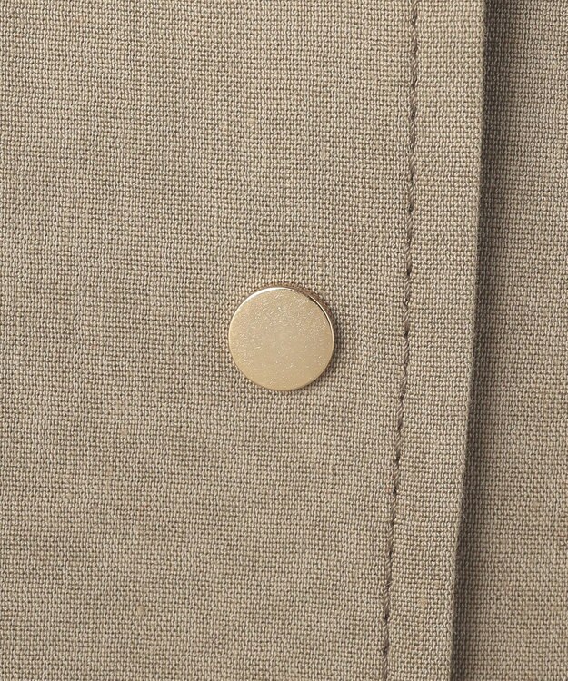 自由区 【セットアップ対応】リネンストレッチノーカラー ジャケット カーキ