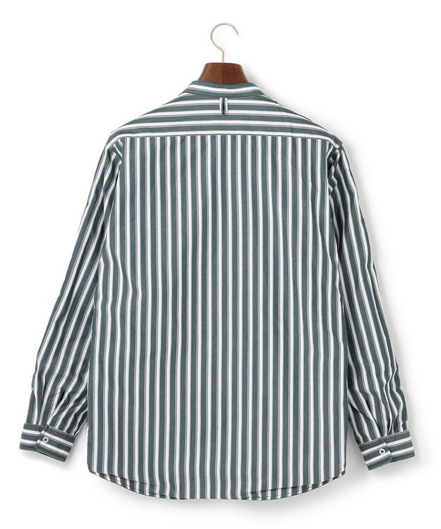 J.PRESS MEN バンドカラーリバーシブル シャツ ダークグリーン系