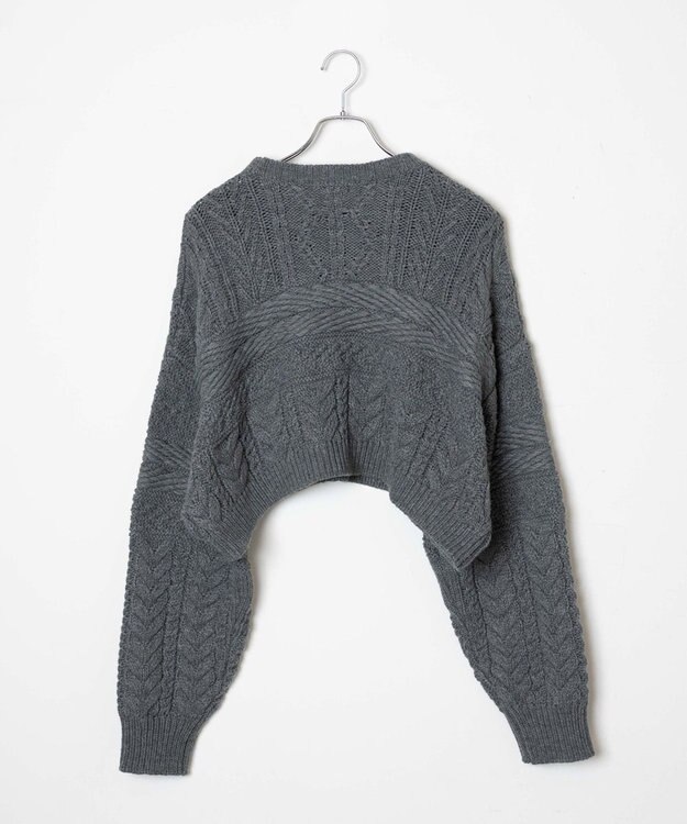 WEGO ケーブルショートニット 杢グレー