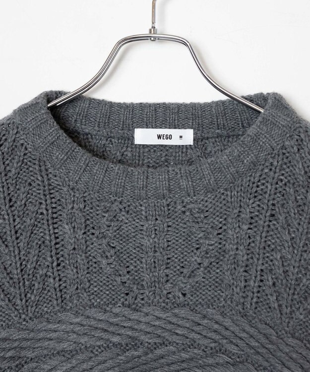 WEGO ケーブルショートニット 杢グレー