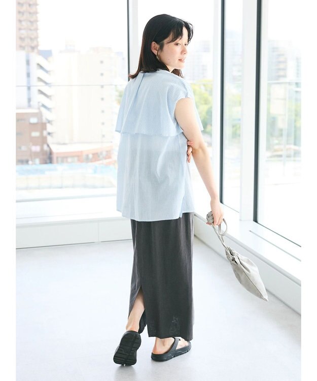 CRAFT STANDARD BOUTIQUE インド綿フリルブラウス Navy