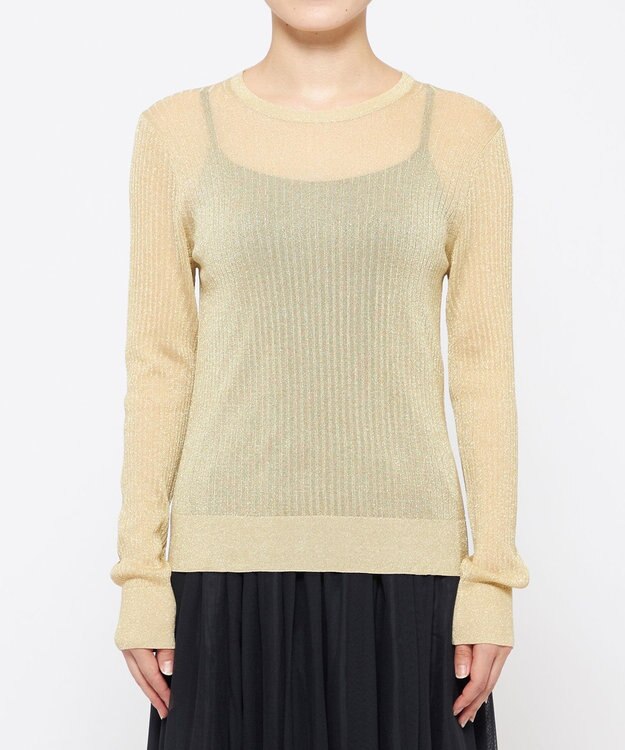 uncrave 【手洗い可】ラメ シアー クルーネック ニット（uncrave STANDARD） ゴールド