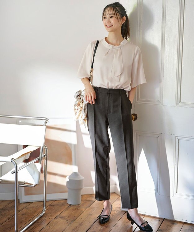 ANY SIS L 【洗える】トロミサテンボウ ブラウス アイボリー