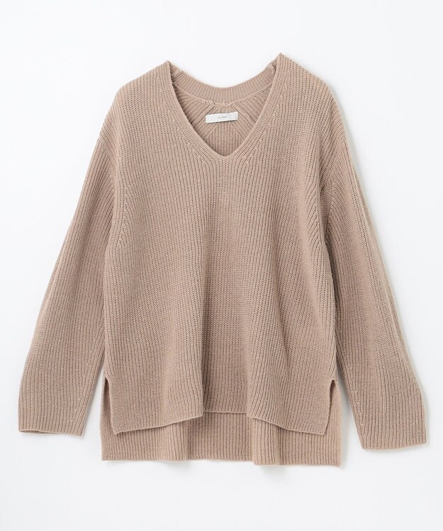 ANY ウールブレンドバルキーニット Vネック モカ