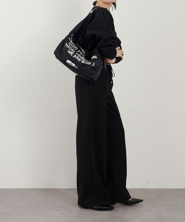 russet ステンシル風プリント ナイロン2WAYショルダーバッグ(SF-271) Black/Navy